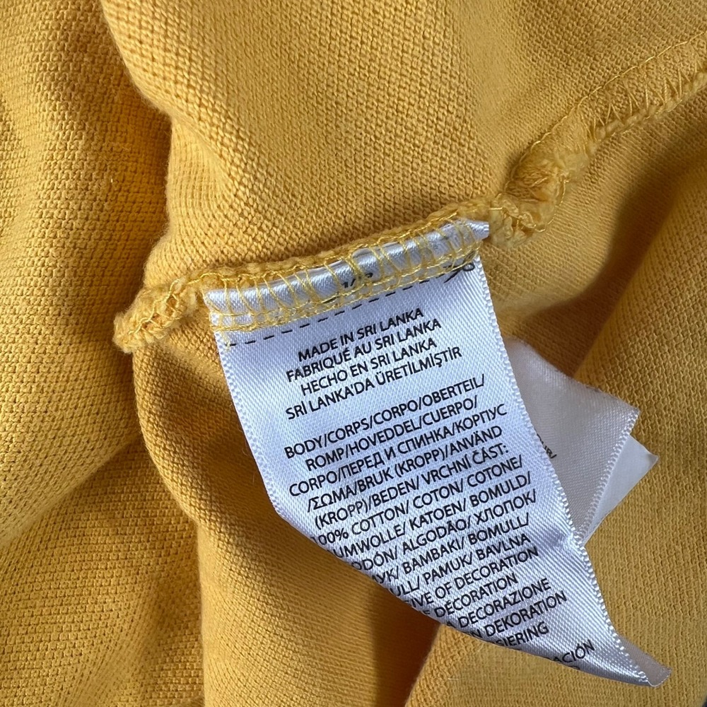 Polo Ralph Lauren Mens Large Yellow Rugby Polo Shirt Kicker Embroidered Stripe - Picture 4 of 7